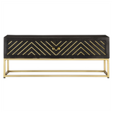 Coffee Table Black and Gold 90x50x35 cm Solid Mango Wood