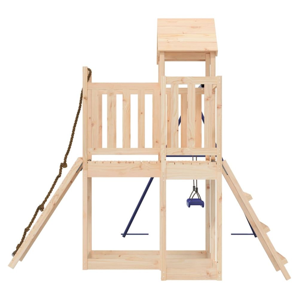 Playhouse with Climbing Wall Swing Solid Wood Pine