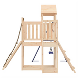 Playhouse with Climbing Wall Swing Solid Wood Pine