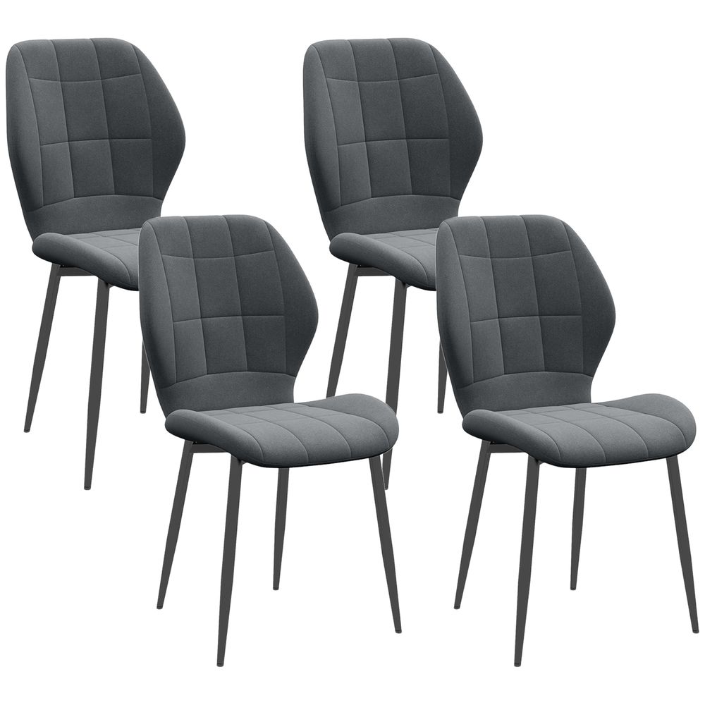 Modern Style Kitchen Chairs Set of 4 with Flannel Upholstered, Light Grey