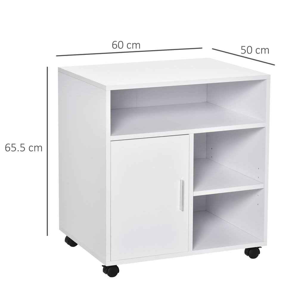 Multi-Storage Printer Unit Office Organisation w/ 5 Compartments White