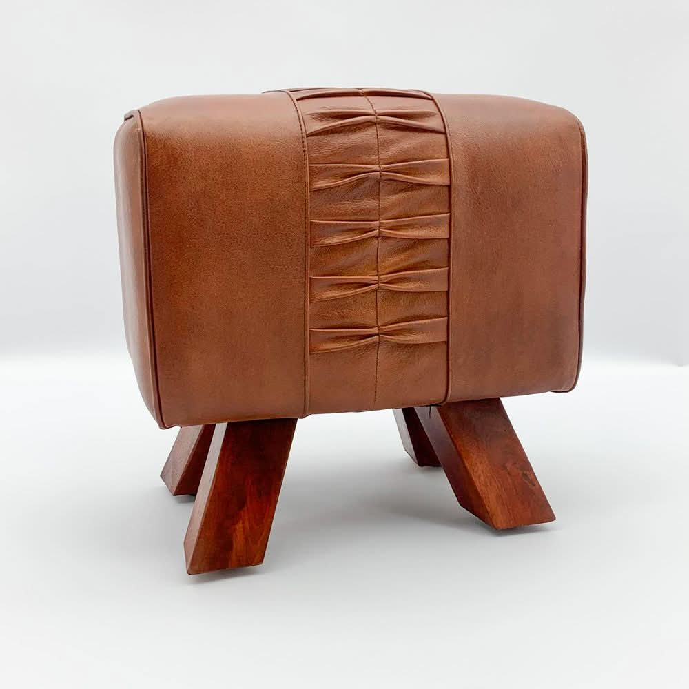 50CM LEATHER FOOTSTOOL