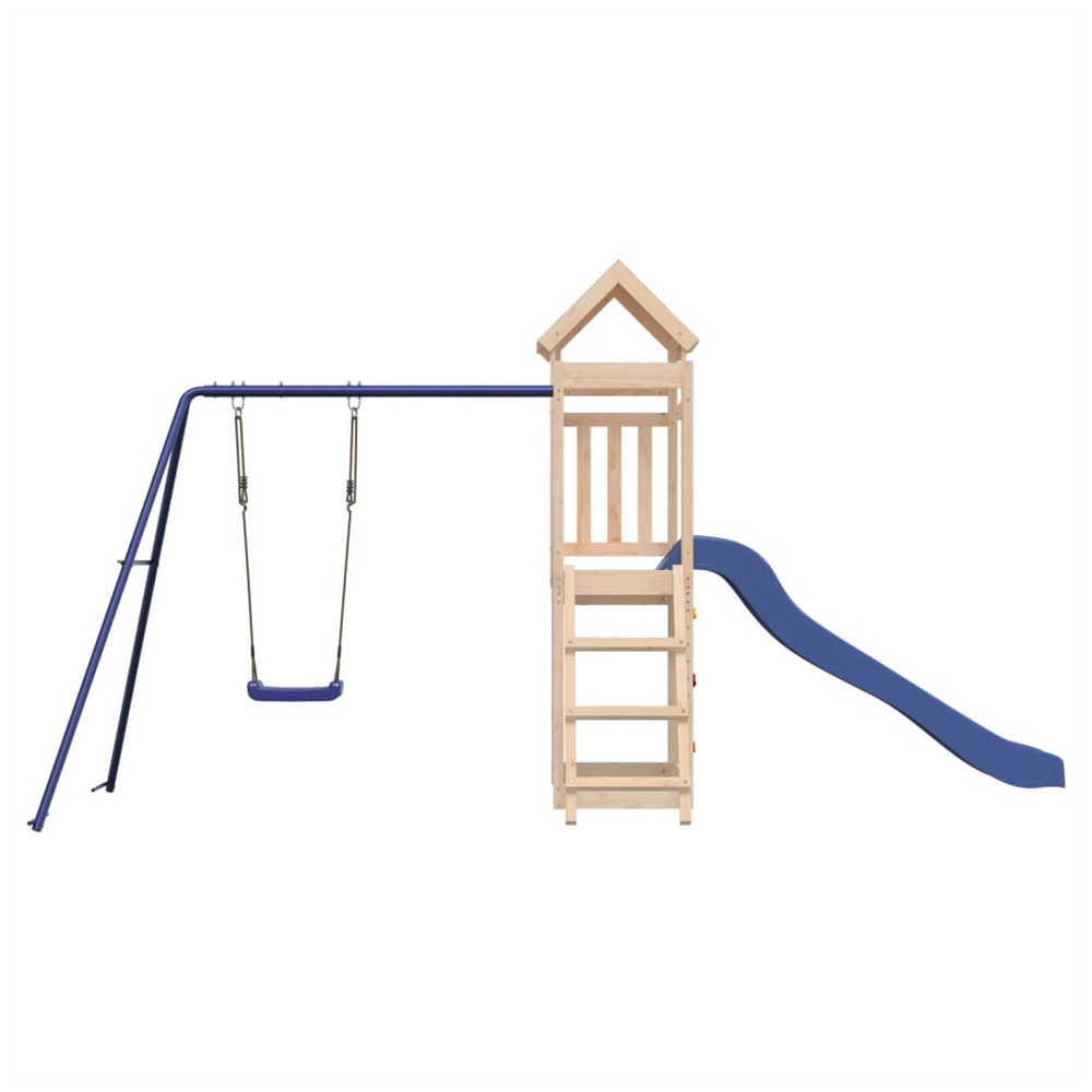 Playhouse with Slide Swing Rockwall Solid Wood Pine