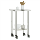 Kitchen Work Table with Wheels 55x55x85 cm Stainless Steel