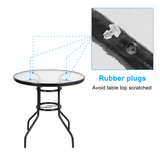 Outdoor Dining Table Round Toughened Glass Table Yard Garden Glass Table