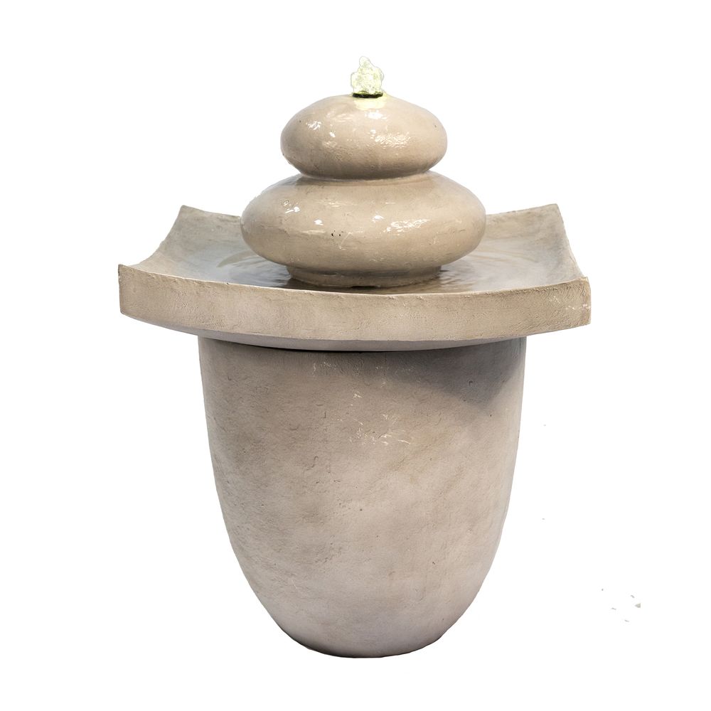 Garden Water Fountain Feature, Outdoor Tier Zen Waterfall & Lights