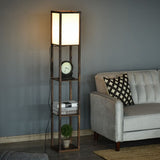 4-Tier Floor Lamp, Floor Light with Storage Shelf, Brown 3-Tier