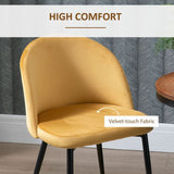 2 Pieces Modern Upholstered Fabric Bucket Seat Dining Chairs Living Room Yellow