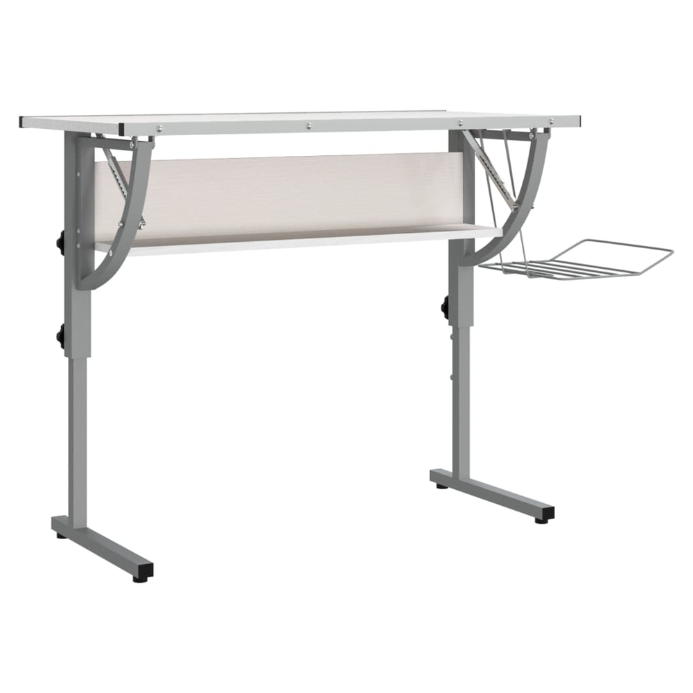 Craft Desk White&Grey 110x53x(58-87) cm Engineered Wood&Steel