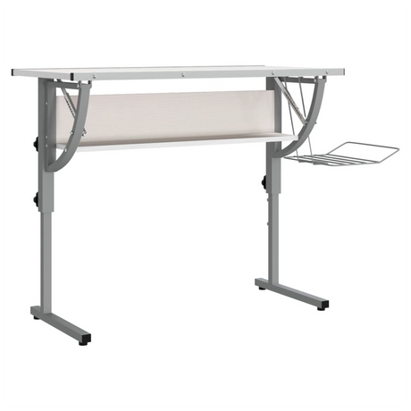 Craft Desk White&Grey 110x53x(58-87) cm Engineered Wood&Steel