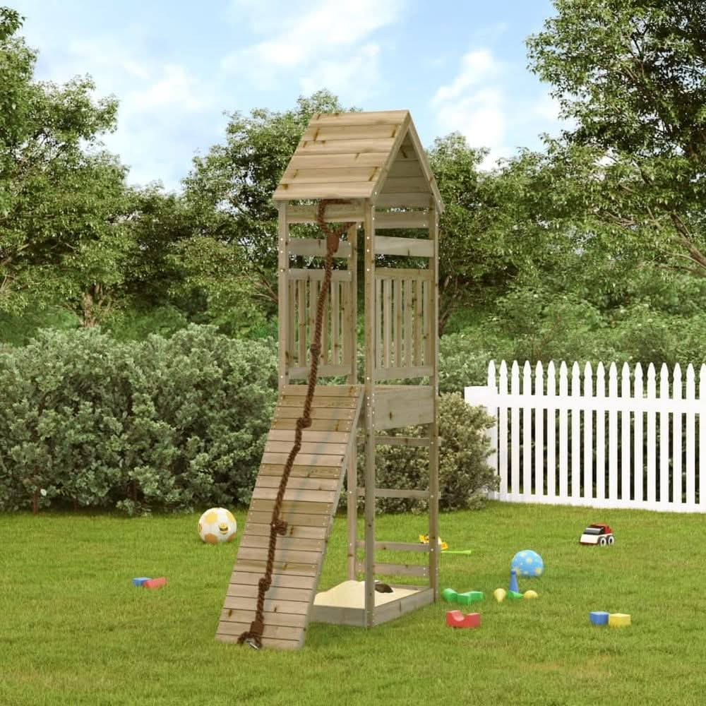 Playhouse with Climbing Wall Solid Wood Pine