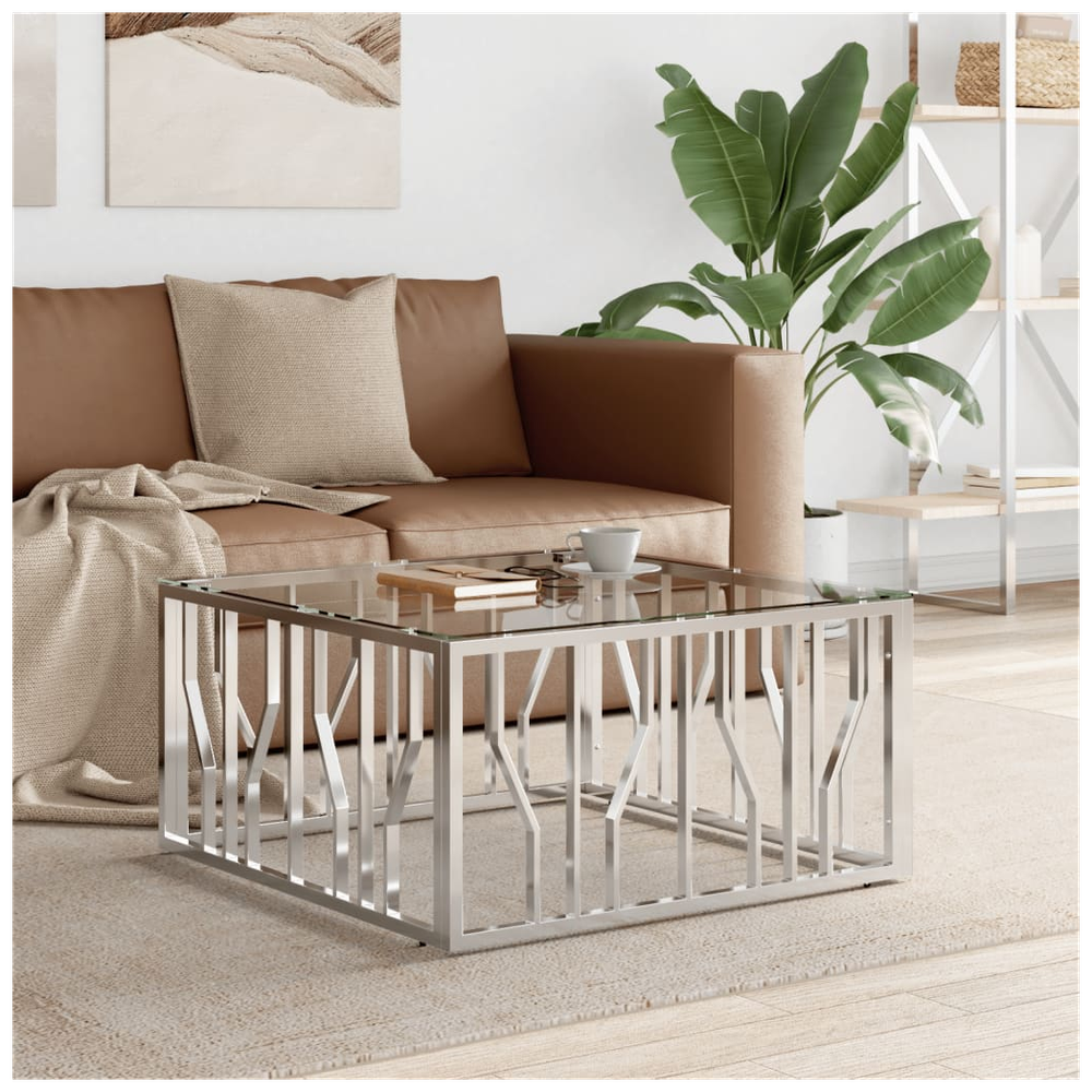 Coffee Table 80x80x40 cm Stainless Steel and Glass