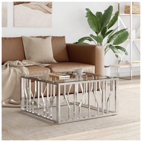 Coffee Table 80x80x40 cm Stainless Steel and Glass