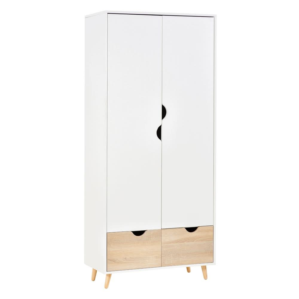 Particle Board 2-Drawer Wardrobe White/Oak