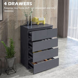 Bedroom Chest of Drawers, High Gloss 4 Drawers Dresser, Drawer Unit