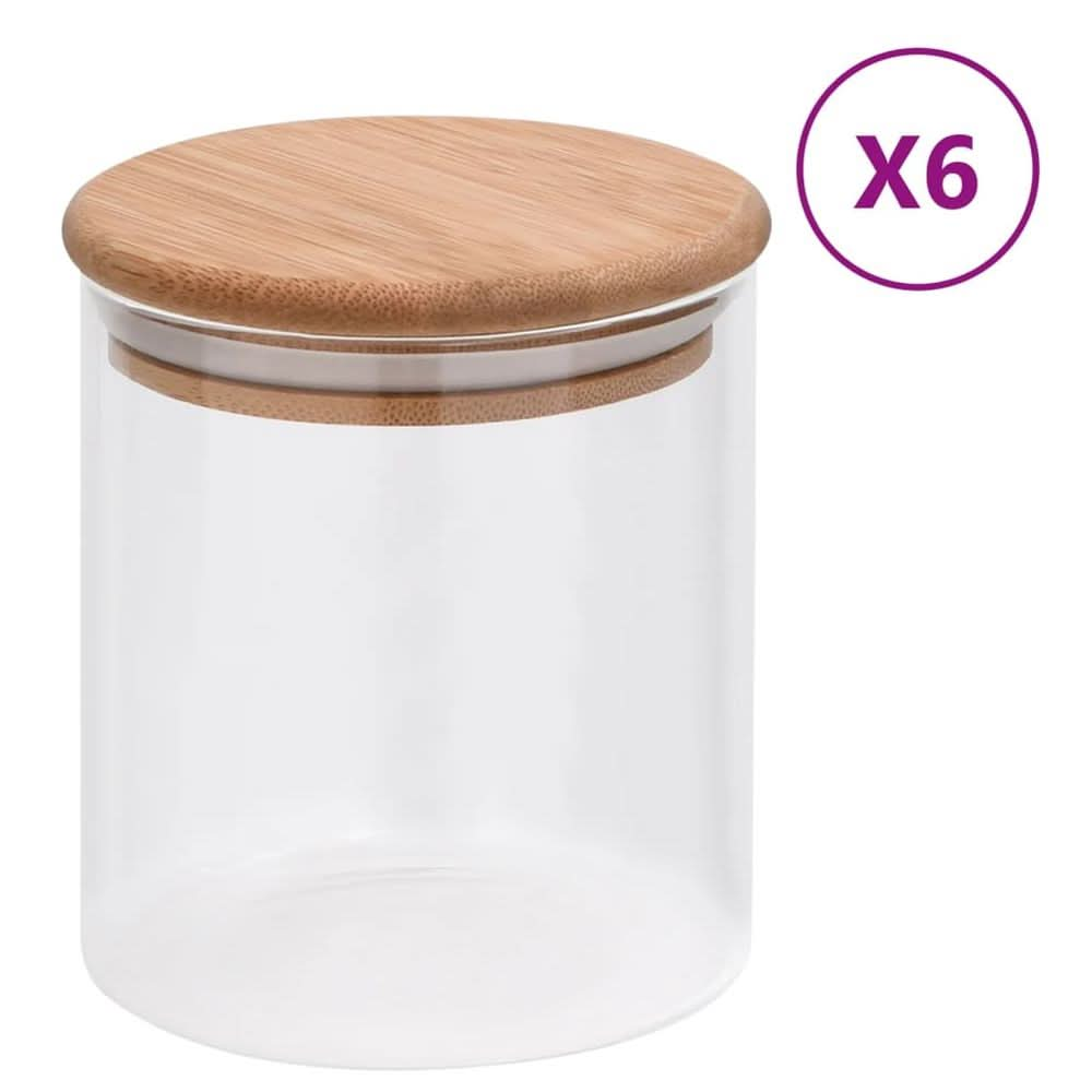 Storage Glass Jars with Bamboo Lid 6 pcs 600 ml