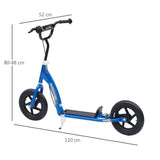 Push Scooter Teen Kids Stunt Bike Ride On with 12" EVA Tyres, Blue