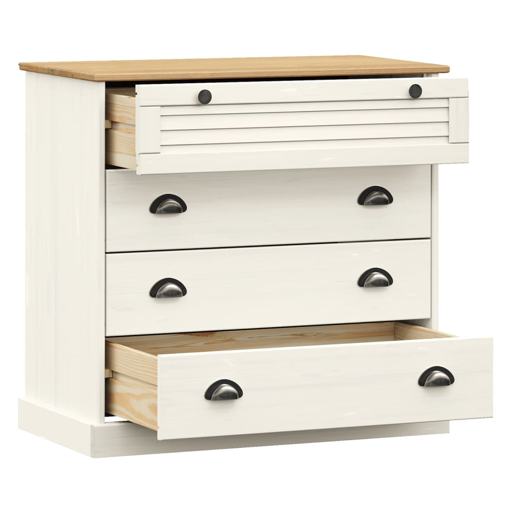 Chest of Drawers VIGO White 80x40x76 cm Solid Wood Pine