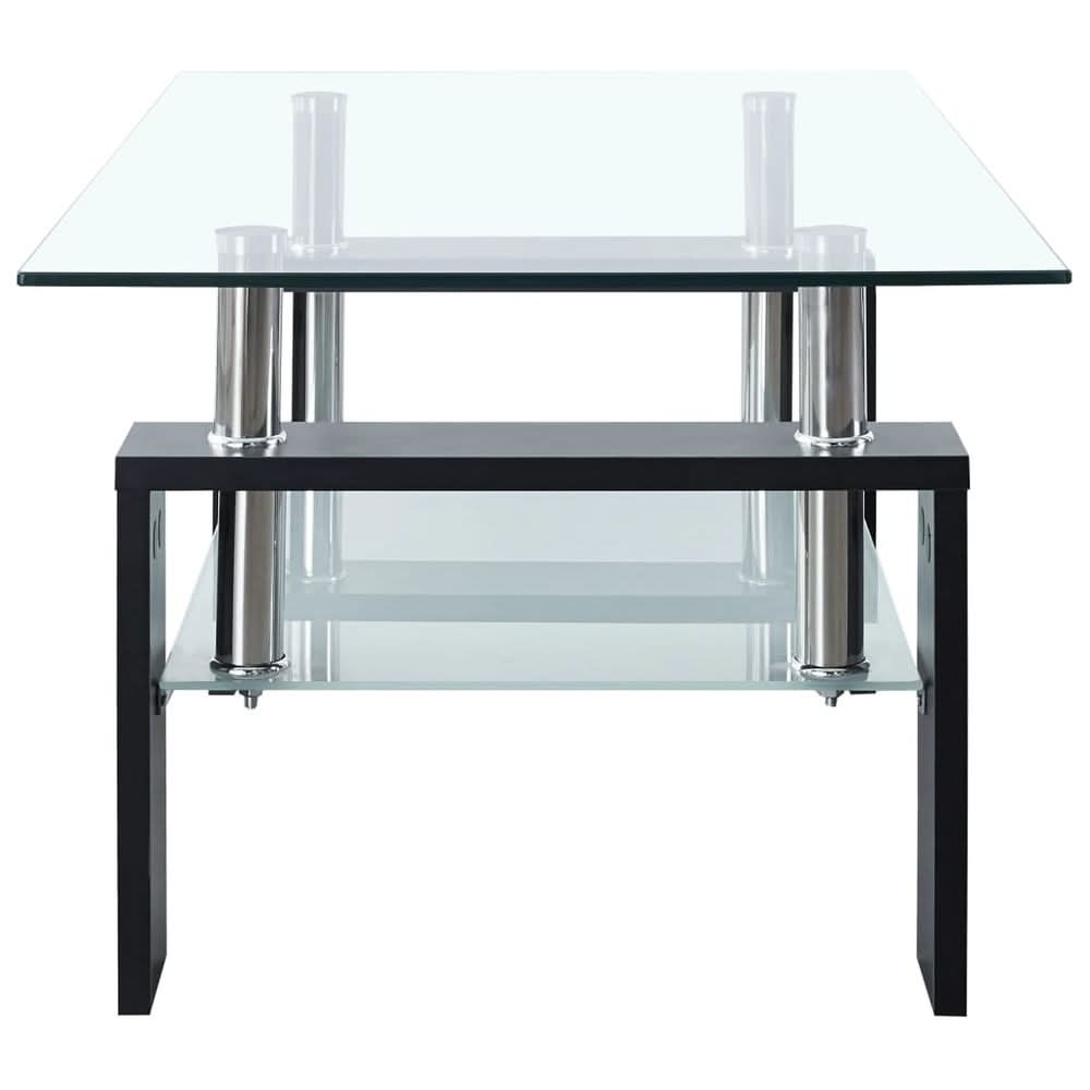 Coffee Table Black and Transparent 95x55x40 cm Tempered Glass