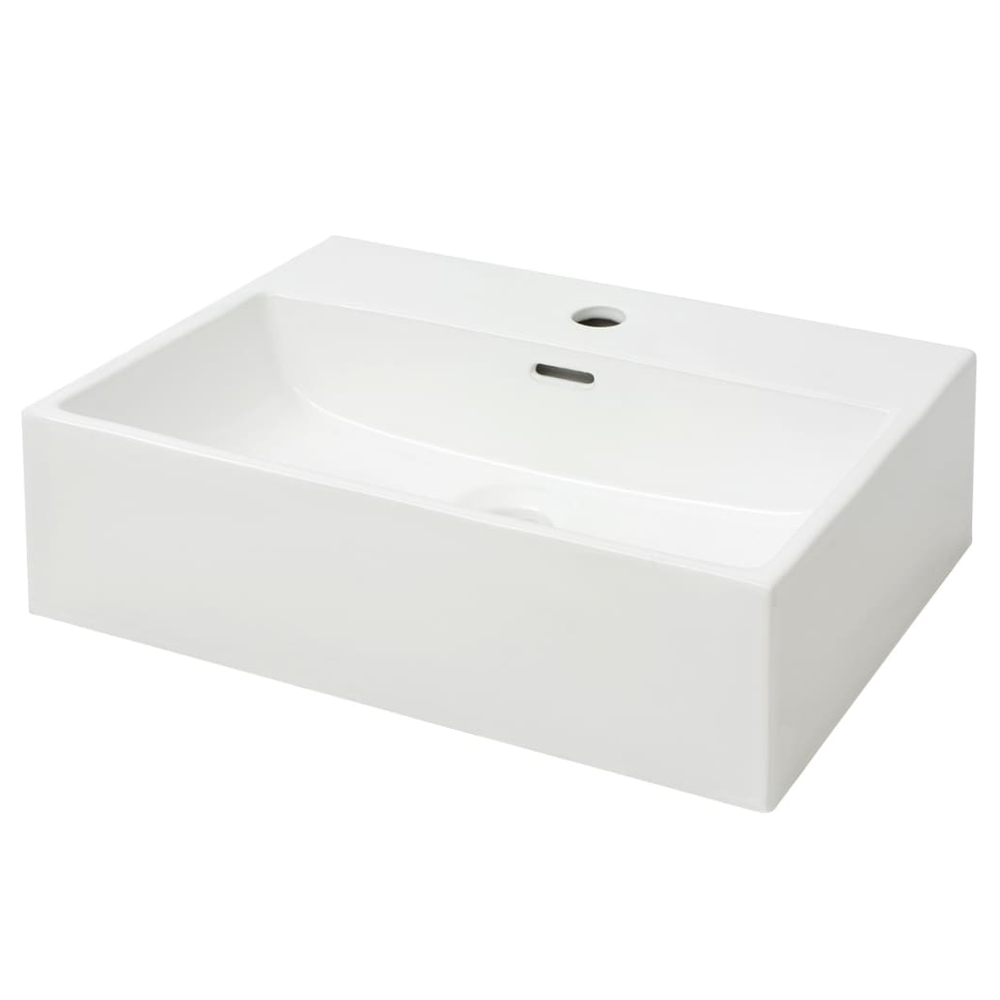 Basin with Faucet Hole Ceramic White 51.5x38.5x15 cm