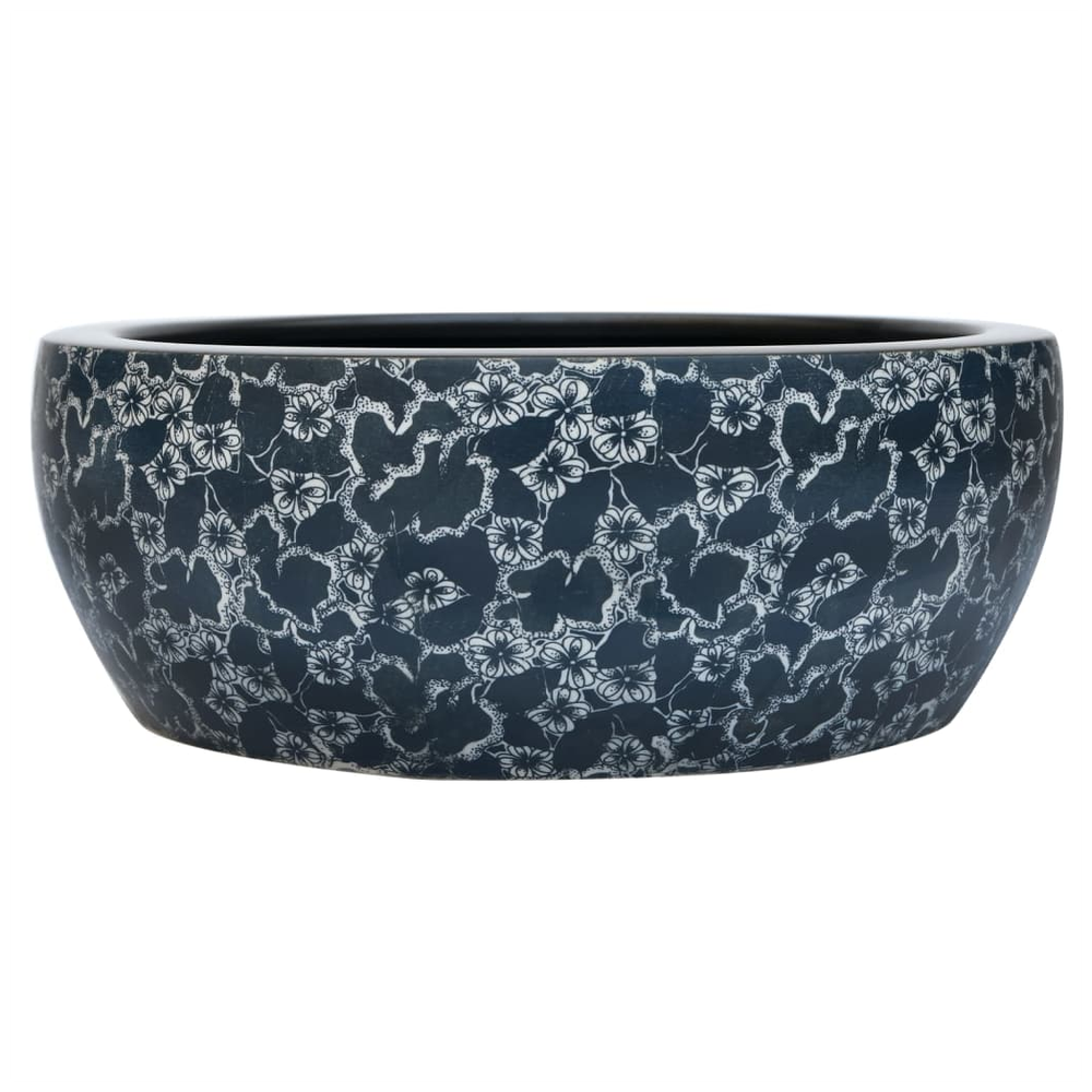 Countertop Basin Black and Blue Round Φ41x14 cm Ceramic