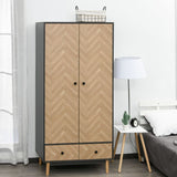 Wardrobe Cabinet Wood Grain 90x50x190cm-Grey/Oak