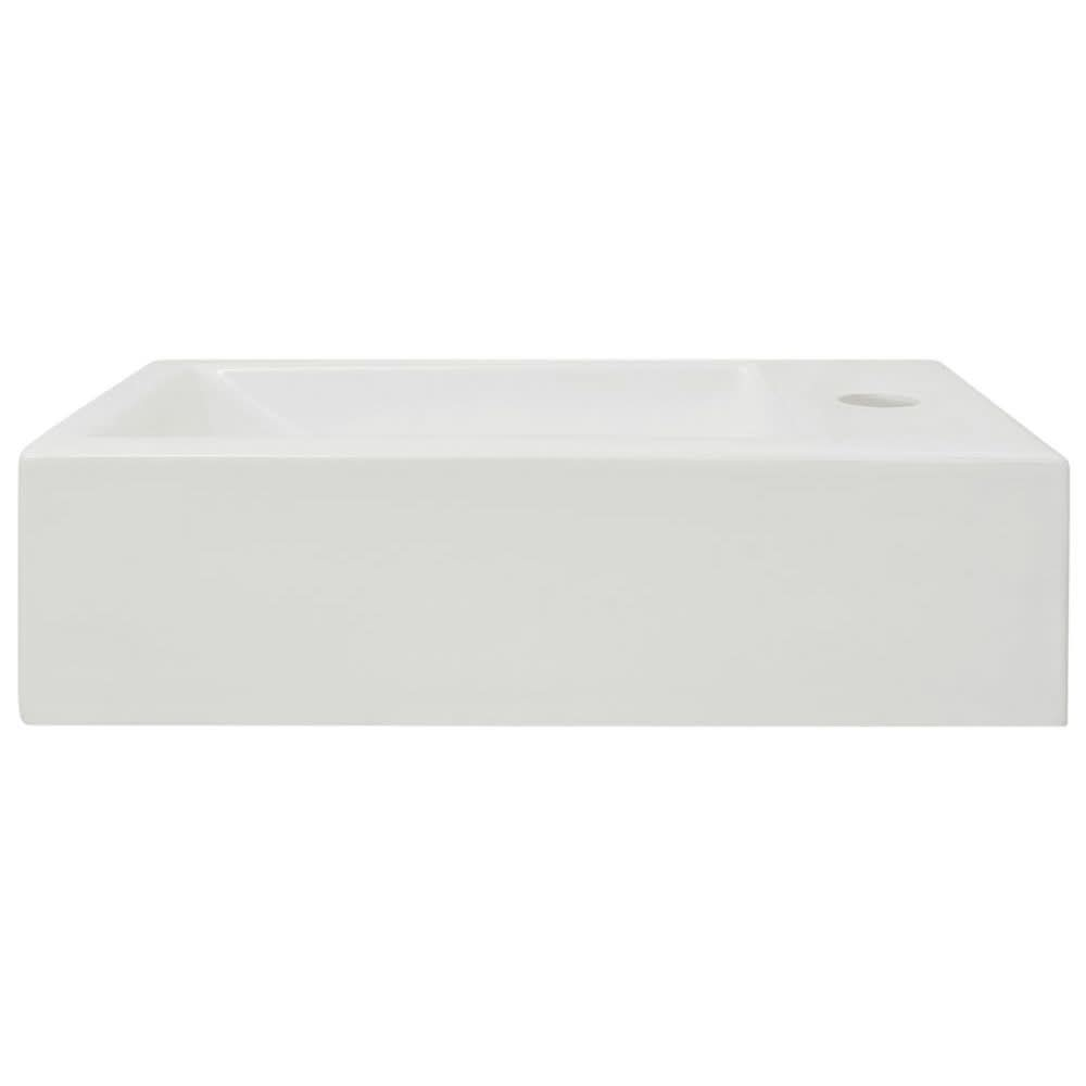 Basin with Faucet Hole Rectangular Ceramic White 46x25.5x12 cm