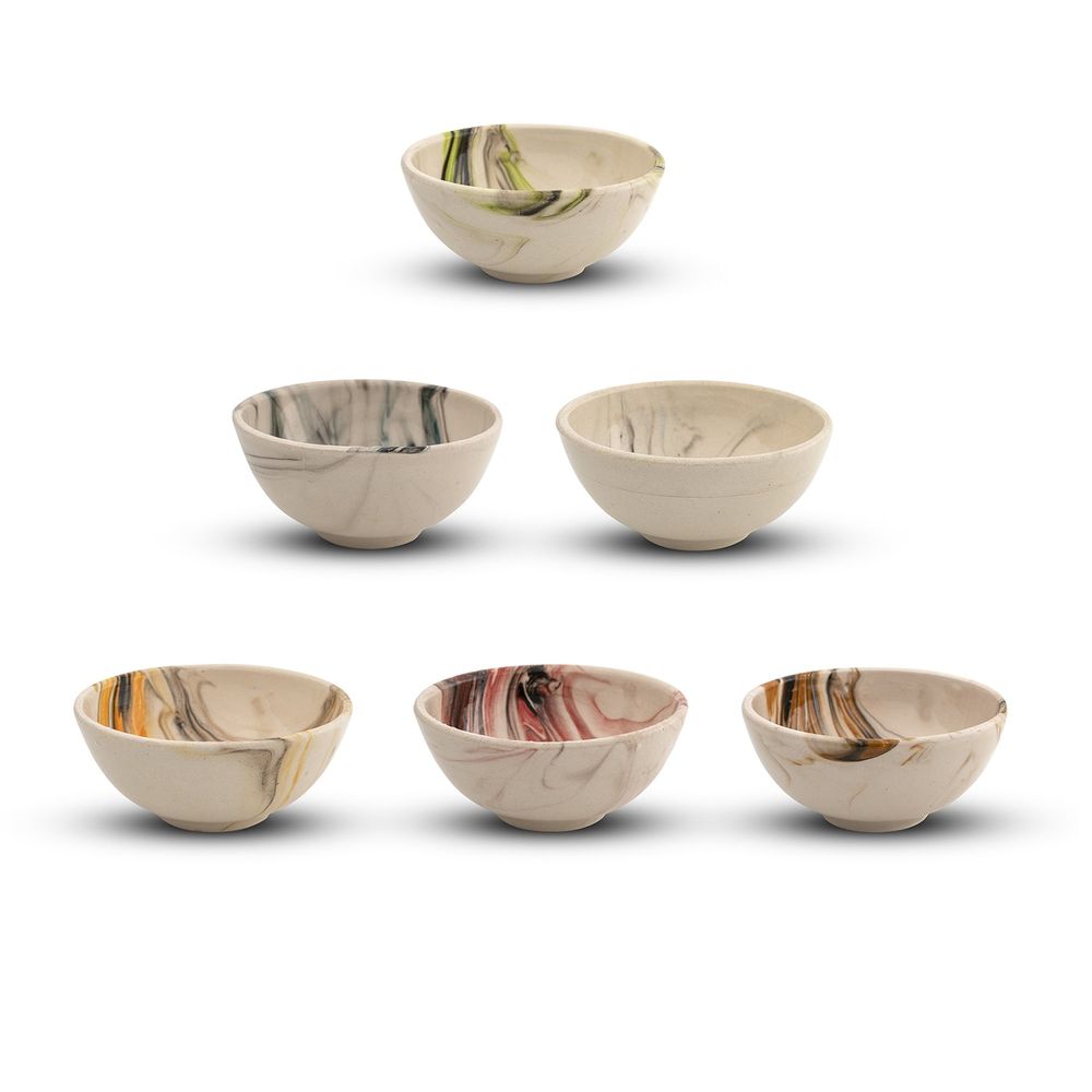 Handmade Ceramic Bowls Set of 6 Mocha 8cm