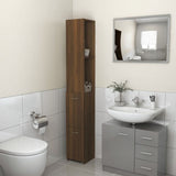 Bathroom Cabinet Smoked Oak 25x25x170 cm Engineered Wood