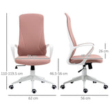 Vinsetto High-Back Home Office Chair Height Adjustable Elastic Desk Chair Pink