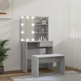 Dressing Table Set with LED Grey Sonoma Engineered Wood