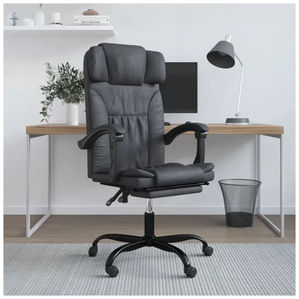 Reclining Office Chair Black Faux Leather