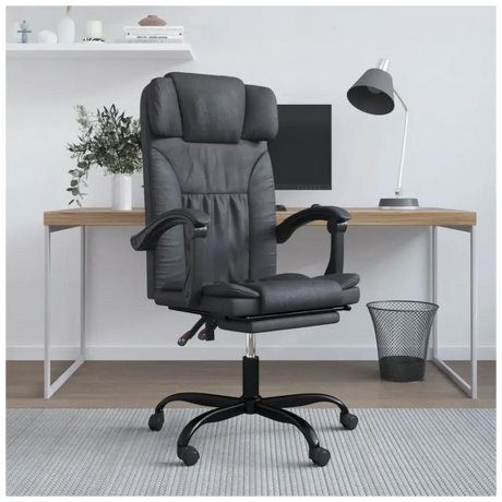 Reclining Office Chair Black Faux Leather