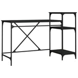 Desk with Shelves Black 135x50x90 cm Engineered Wood&Iron