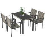 Outsunny 4 Seater Rattan Garden Furniture Set with Glass Tabletop - Mixed Grey