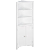 kleankin Corner Bathroom Cabinet, Double Doors and Adjustable Shelves, White