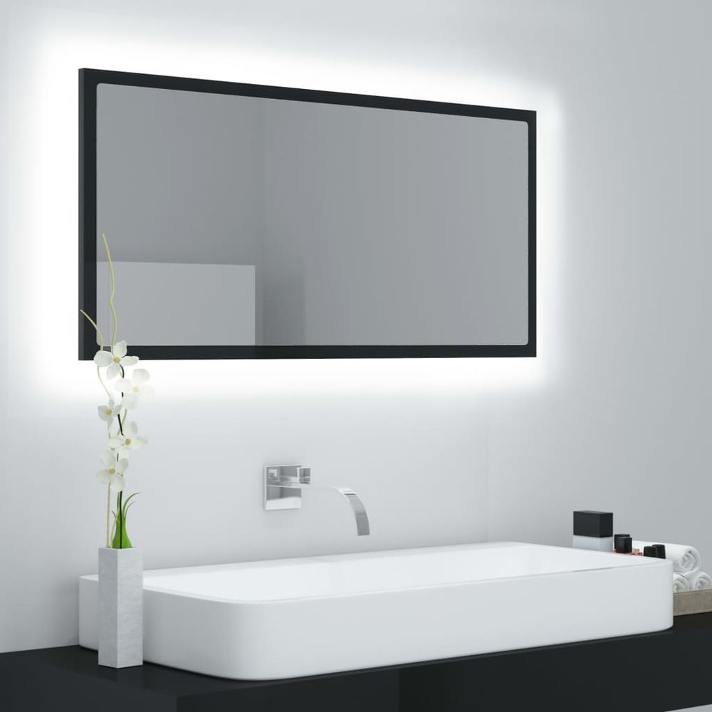 LED Bathroom Mirror White 90x8.5x37 cm Acrylic