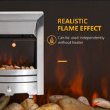 LED Flame Electric Fire Place-Stainless Steel 2KW Pebble Burning Effect Indoor