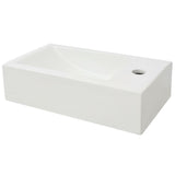 Basin with Faucet Hole Rectangular Ceramic White 46x25.5x12 cm