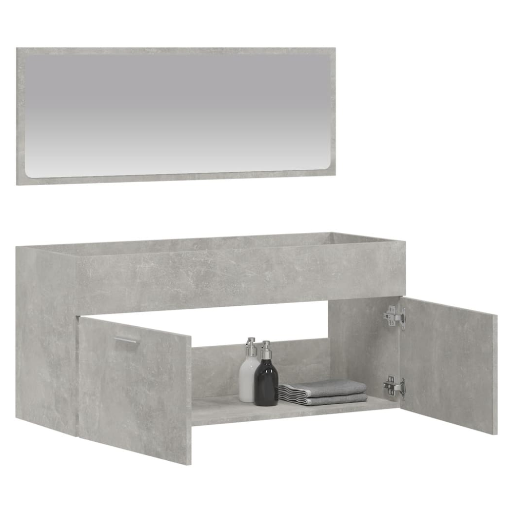 Bathroom Cabinet with Mirror Concrete Grey Engineered Wood