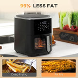 1500W 4 in 1 Air Fryer w/ Air Fry Bake Roast Dehydrator Function Cookbook 6.5L