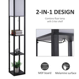 Shelf Floor Lamp, 4-tier Open Shelves, 26L x 26W x 160Hcm-Black/White