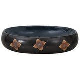 Countertop Basin Black and Blue Oval 59x40x15 cm Ceramic