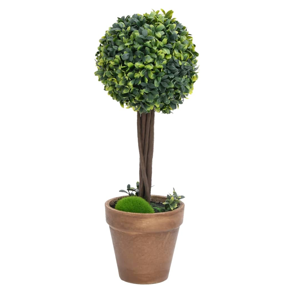 Artificial Boxwood Plants 2 pcs with Pots Ball Shaped Green 33 cm