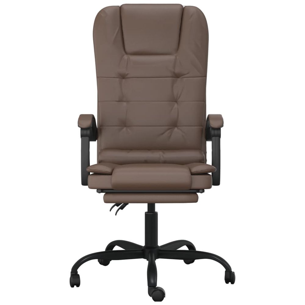 Massage Reclining Office Chair Brown Faux Leather