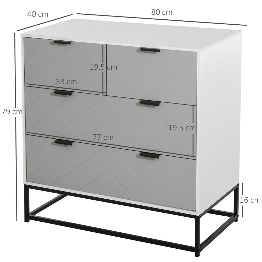 Chest of Drawers with Metal Handles Freestanding Dresser Modern Wooden