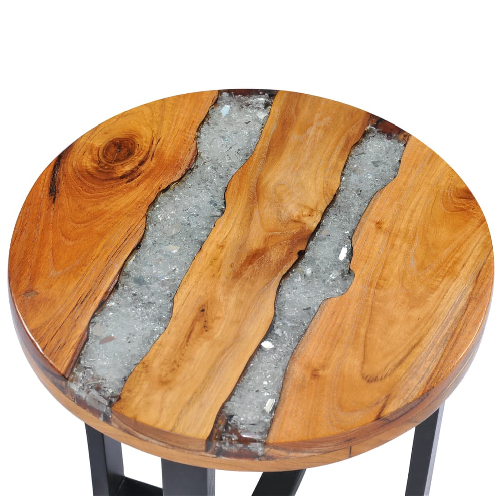 Coffee Table 40x45 cm Solid Teak Wood and Polyresin