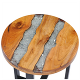 Coffee Table 40x45 cm Solid Teak Wood and Polyresin