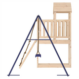 Playhouse with Climbing Wall Swing Solid Wood Pine