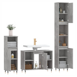 3 Piece Bathroom Furniture Set Concrete Grey Engineered Wood